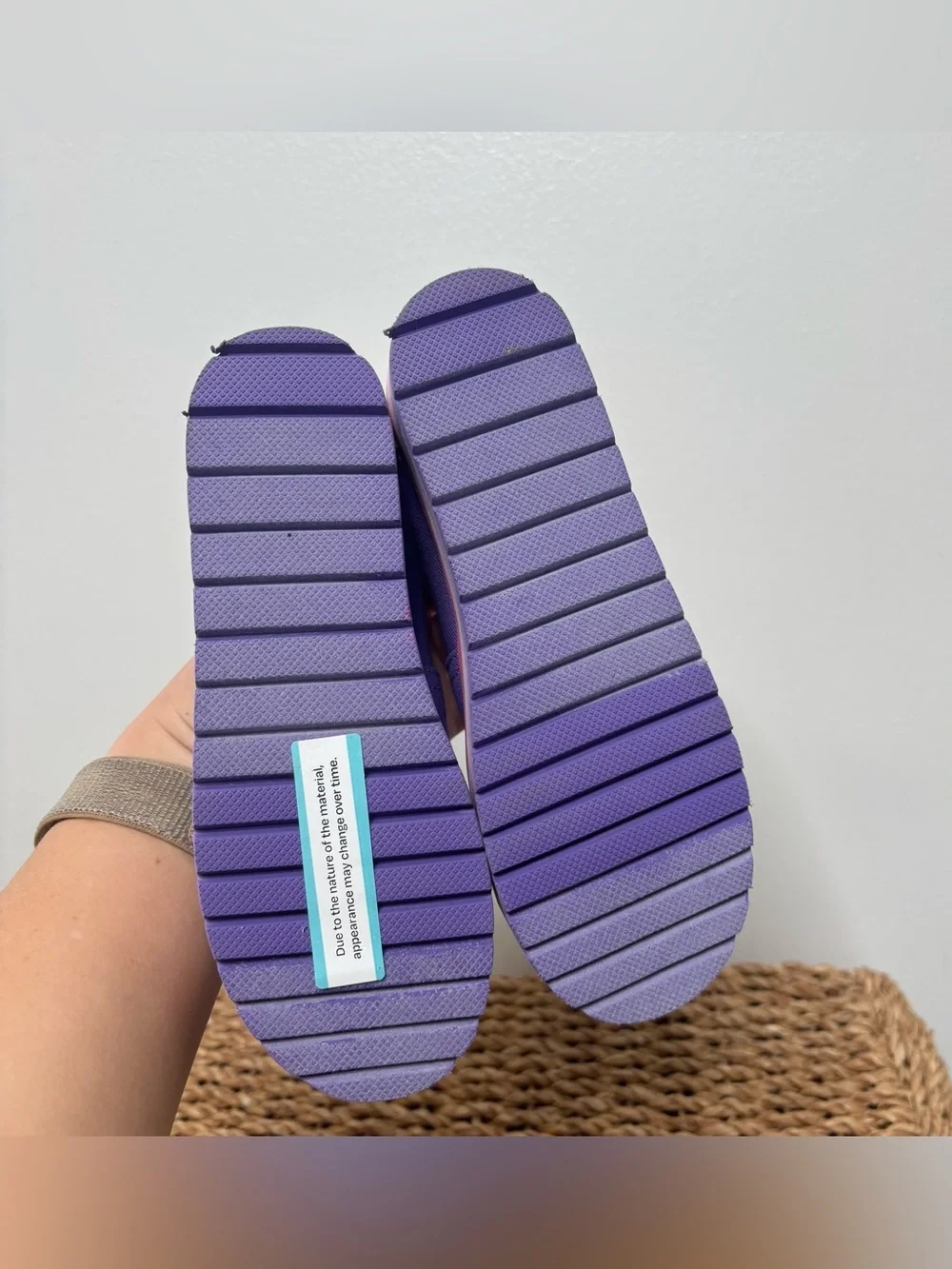 Toms Girls Purple Glitter Slip-On Platform Shoes with Pink Accents